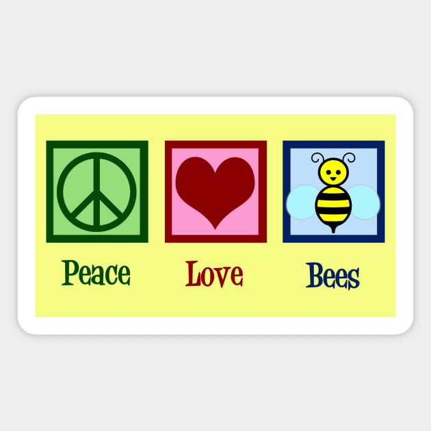 Peace Love Bees Magnet by epiclovedesigns